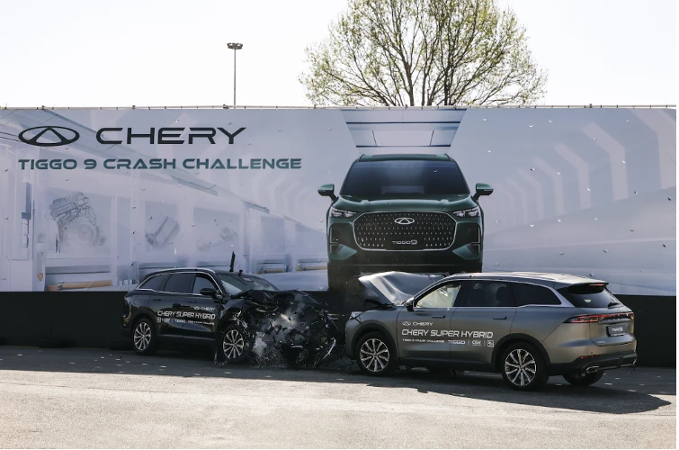 Prueba de choque en SUV Chery TIGGO 9 en test de seguridad