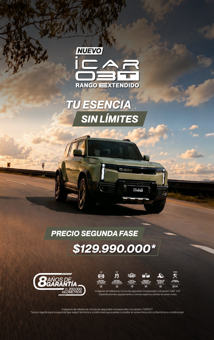 Chery iCAR 03T de rango extendido en carretera — precio de segunda fase $129.990.000
