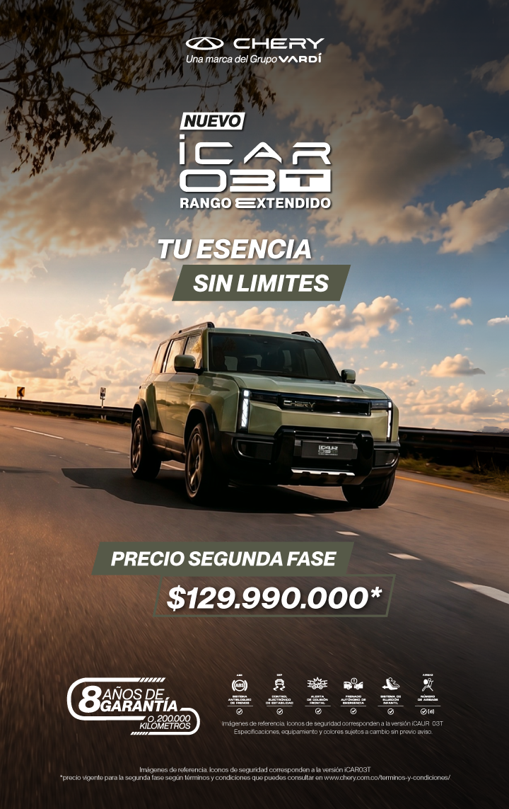 Chery iCAR 03T de rango extendido en carretera — precio de segunda fase $129.990.000